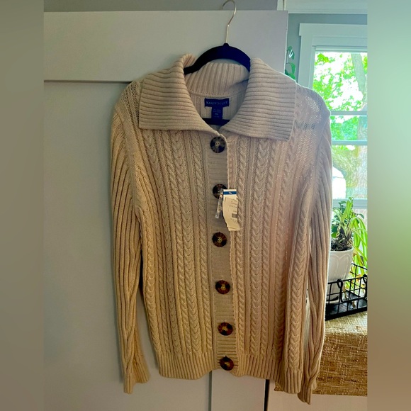 Karen Scott Beige Cable Knit Sweater nwt - Picture 1 of 3